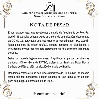 Nota de falecimento: Pe. Godwin Nnaemeka Uchego