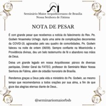 Nota de falecimento: Pe. Godwin Nnaemeka Uchego